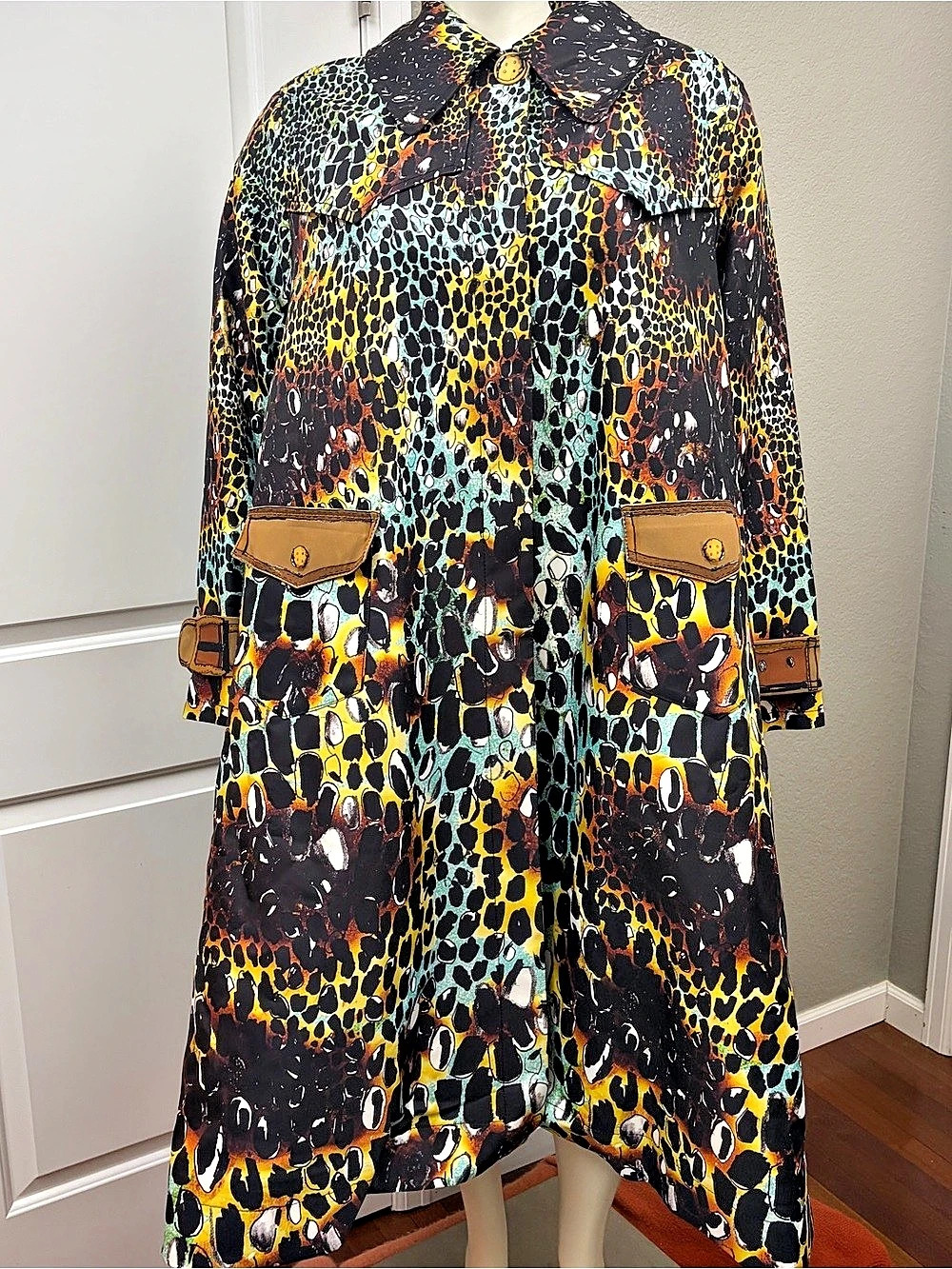 Persona by Marina Rinaldi Animal Print Trench Coat NWOT Size 22